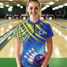 Load image into Gallery viewer, Personalized Blue And Green Bowling shirts for Women team league jerseys, bowling gifts for ladies NQS11494