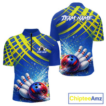 Load image into Gallery viewer, Personalized Blue And Green Bowling shirts for men bowling team league jerseys, bowling gifts for men NQS11494