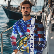 Load image into Gallery viewer, American Flag Walleye lightning Long Sleeve Fishing Shirts custom Patriotic Walleye fishing jerseys NQS9561