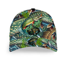 Load image into Gallery viewer, Northern Pike fishing green scale Custom fishing hat Unisex Fishing Baseball Angler hat cap NQS9563