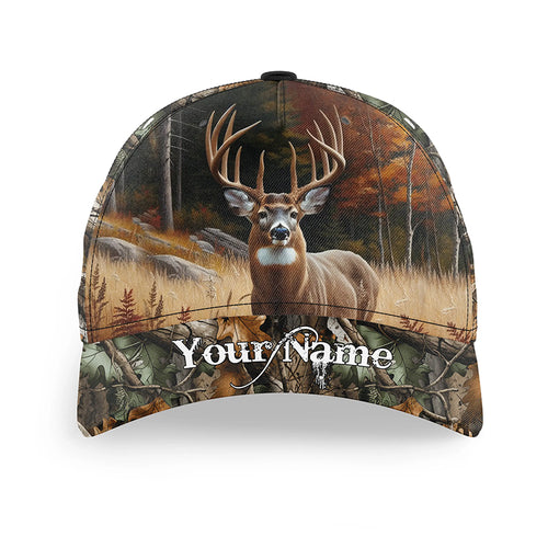 Deer camo hunting hunter hat custom name baseball hunting gifts for men, women NQS3487