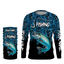 Load image into Gallery viewer, Chinook salmon Fishing jersey blue camo Custom UV protection long sleeves fishing shirts NQS5773