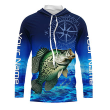 Load image into Gallery viewer, Personalized Crappie Blue Long Sleeve Performance Fishing Shirts, compass Crappie tournament Shirt NQS5983