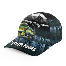 Load image into Gallery viewer, Walleye fishing blue camo Custom fishing hat Unisex Fishing Baseball Angler Walleye fishing hat cap NQS6159