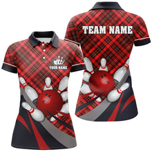 Load image into Gallery viewer, Red Plaid Christmas pattern Bowling shirts For Women Custom Team Bowling Jerseys Xmas Gift For Bowlers NQS8983