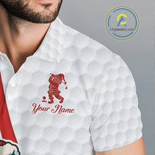 Load image into Gallery viewer, Funny Christmas Santa Golf polo shirt for men custom red, green and white argyle pattern golf shirts NQS11089