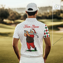 Load image into Gallery viewer, Funny Christmas Santa Golf polo shirt for men custom red, green and white argyle pattern golf shirts NQS11089