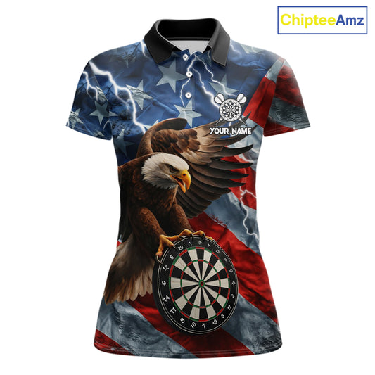 American Flag Eagle Lightning Thunder Dart Shirts For Women Custom Patriotic Dart Team Jerseys NQS11504