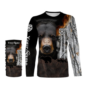 Black bear hunting dog winter camo Customize 3D All Over Printed Shirts Personalized hunting apparel NQS1689