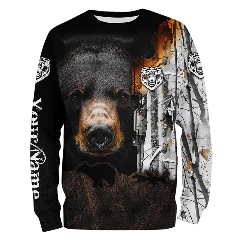 Black bear hunting dog winter camo Customize 3D All Over Printed Shirts Personalized hunting apparel NQS1689