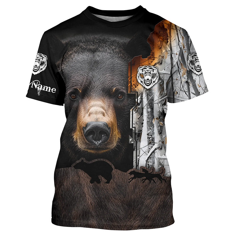 Black bear hunting dog winter camo Customize 3D All Over Printed Shirts Personalized hunting apparel NQS1689