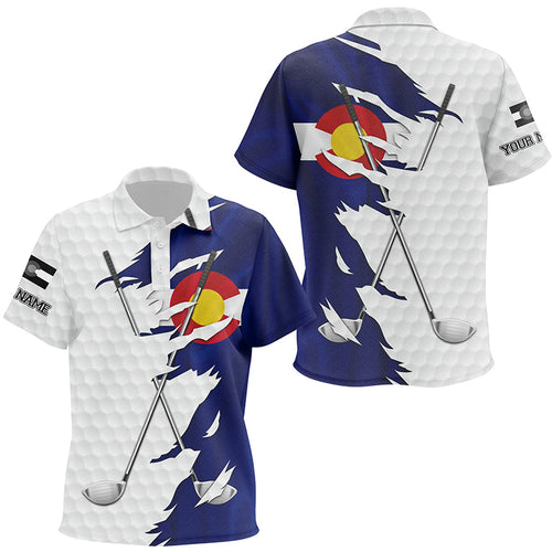 Kid golf polos shirt custom white golf ball skin Colorado flag patriot golf clubs golf apparel for Kid NQS7492