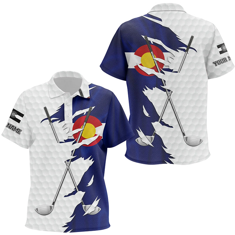 Kid golf polos shirt custom white golf ball skin Colorado flag patriot golf clubs golf apparel for Kid NQS7492