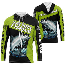 Load image into Gallery viewer, Black Green Chinook Salmon fishing Custom Long Sleeve Tournament Fishing Shirt, Salmon Fishing Jerseys NQS7658