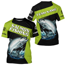 Load image into Gallery viewer, Black Green Chinook Salmon fishing Custom Long Sleeve Tournament Fishing Shirt, Salmon Fishing Jerseys NQS7658