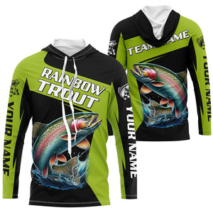 Black Green Rainbow Trout fishing Custom Long Sleeve Tournament Fishing Shirt, Trout Fishing Jerseys NQS7659