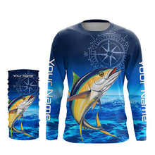 Load image into Gallery viewer, Personalized Tuna Saltwater Blue Long Sleeve Performance Fishing Shirts, Tuna compass tournament Shirt NQS5786