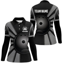 Load image into Gallery viewer, Black Bowling Ball Polo, Quarter Zip shirts for Women custom Team Bowling Jersey, Gift For Bowlers NQS8753