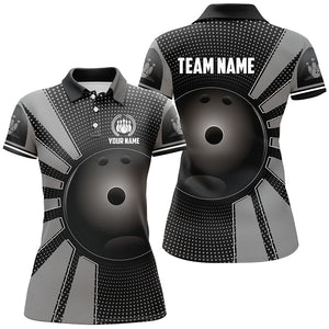 Black Bowling Ball Polo, Quarter Zip shirts for Women custom Team Bowling Jersey, Gift For Bowlers NQS8753