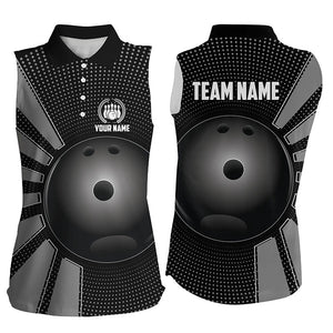 Black Bowling Ball Sleeveless Polo shirts custom Team Bowling Jersey, Gift For Bowlers NQS8753