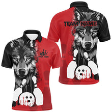 Load image into Gallery viewer, Black and Red Wolf Bowling Polo, Quarter Zip Shirts For Men Custom Bowling Team League Jerseys NQS8994