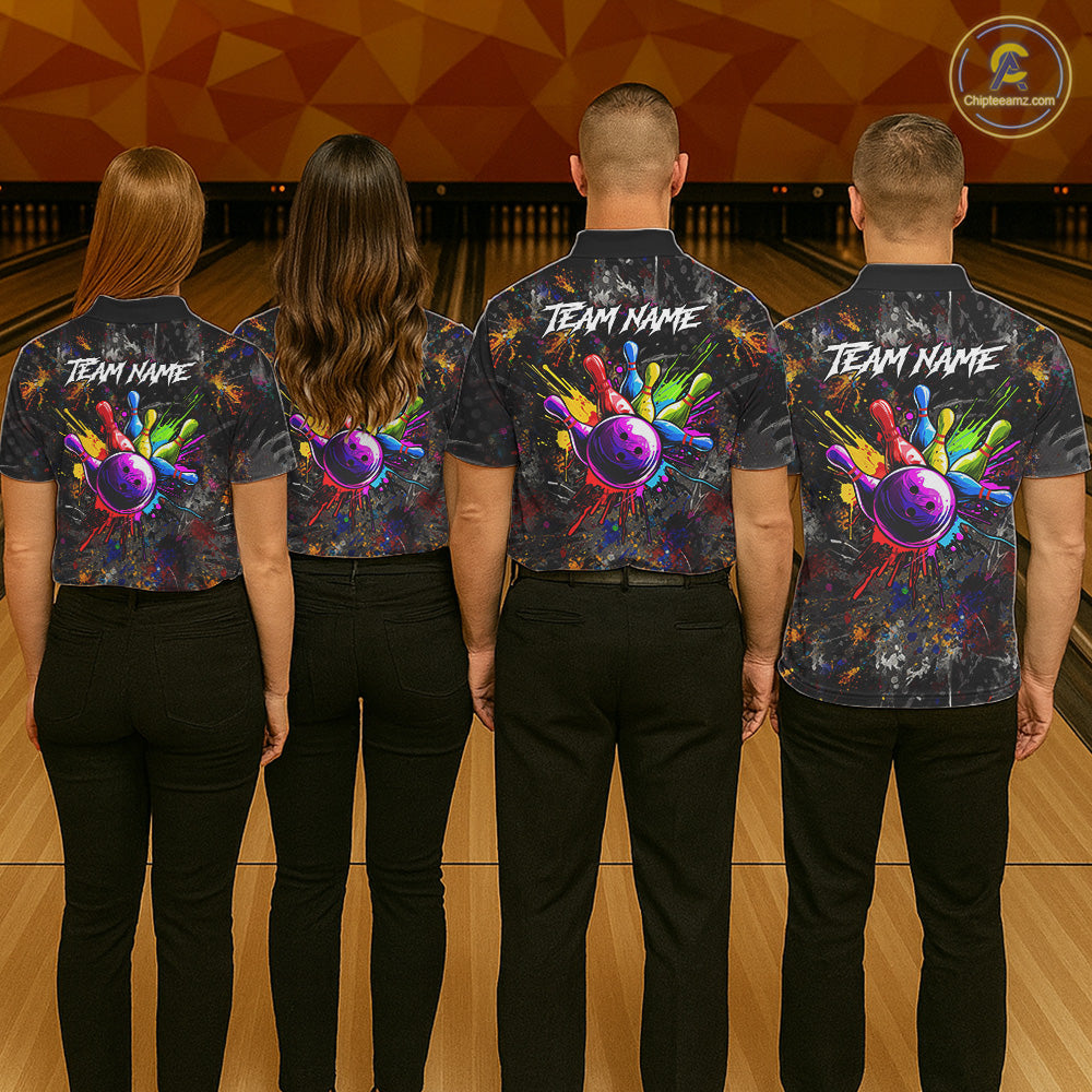 Colorful Skull bowling jerseys Bowling Shirts for Women Custom Bowling Team shirts for bowlers NQS11293
