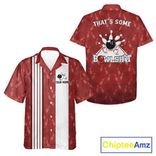 Load image into Gallery viewer, Funny Retro Hawaiian bowling shirts Custom That's some bowshit bowling button up shirts | Red NQS11509