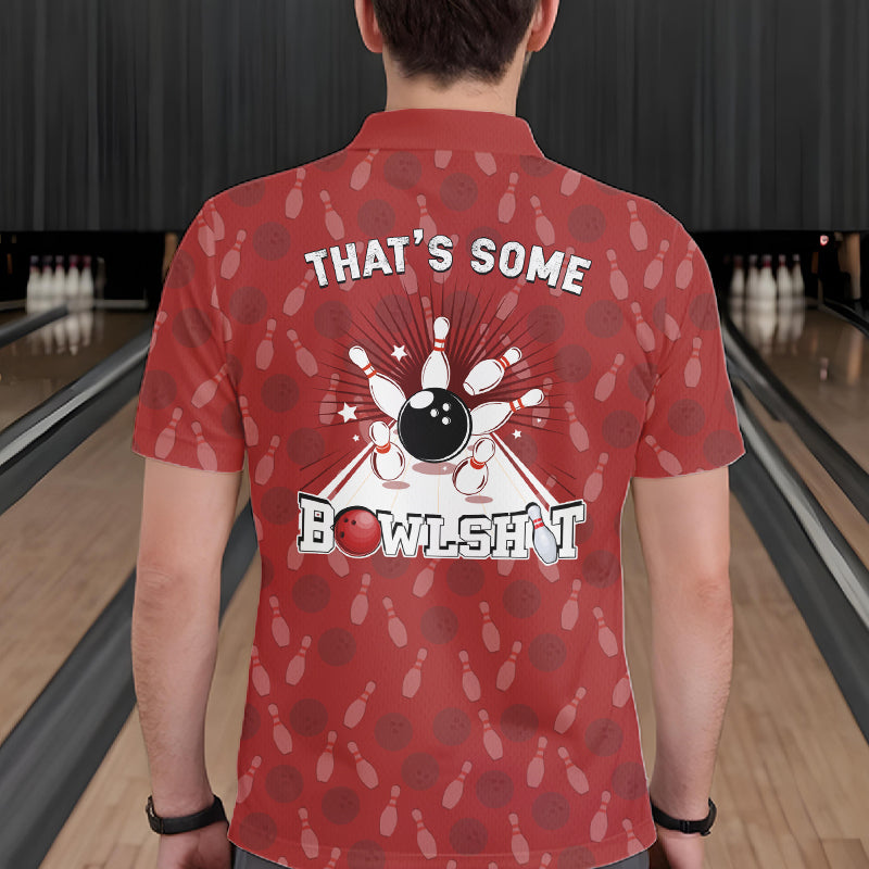 Customized Retro Bowling Team Shirts For Men That's some bowshit Funny Bowling Pattern Jerseys| Red NQS11509