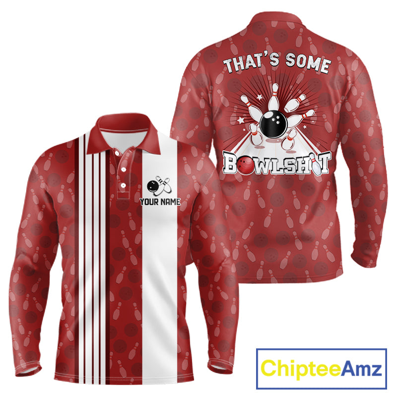 Customized Retro Bowling Team Shirts For Men That's some bowshit Funny Bowling Pattern Jerseys| Red NQS11509
