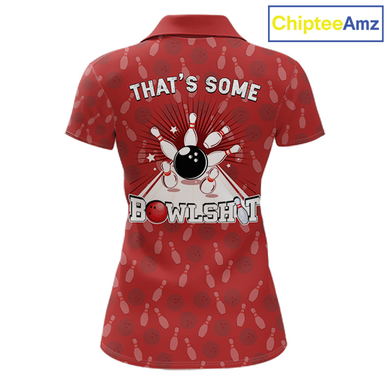 Customized Retro Bowling Team Shirts For Women That's some bowshit Funny Bowling Pattern Jerseys| Red NQS11509