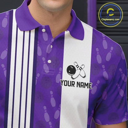 Custom Retro Bowling Team Shirts For Men That's some bowshit Funny Bowling Pattern Jerseys | Purple NQS11510