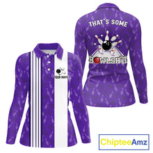 Load image into Gallery viewer, Custom Retro Bowling Team Shirts For Women That's some bowshit Funny Bowling Pattern Jerseys | Purple NQS11510