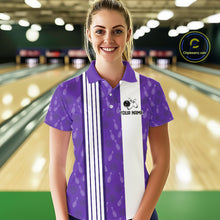 Load image into Gallery viewer, Custom Retro Bowling Team Shirts For Women That's some bowshit Funny Bowling Pattern Jerseys | Purple NQS11510