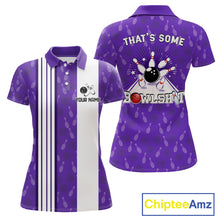 Load image into Gallery viewer, Custom Retro Bowling Team Shirts For Women That's some bowshit Funny Bowling Pattern Jerseys | Purple NQS11510