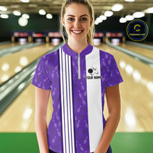 Load image into Gallery viewer, Custom Retro Bowling Team Shirts For Women That's some bowshit Funny Bowling Pattern Jerseys | Purple NQS11510