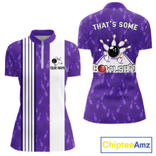 Load image into Gallery viewer, Custom Retro Bowling Team Shirts For Women That's some bowshit Funny Bowling Pattern Jerseys | Purple NQS11510