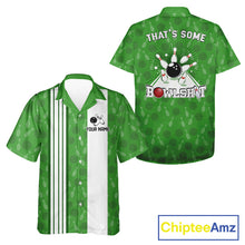 Load image into Gallery viewer, Funny Retro Hawaiian bowling shirts Custom That's some bowshit bowling button up shirts | Green NQS11511