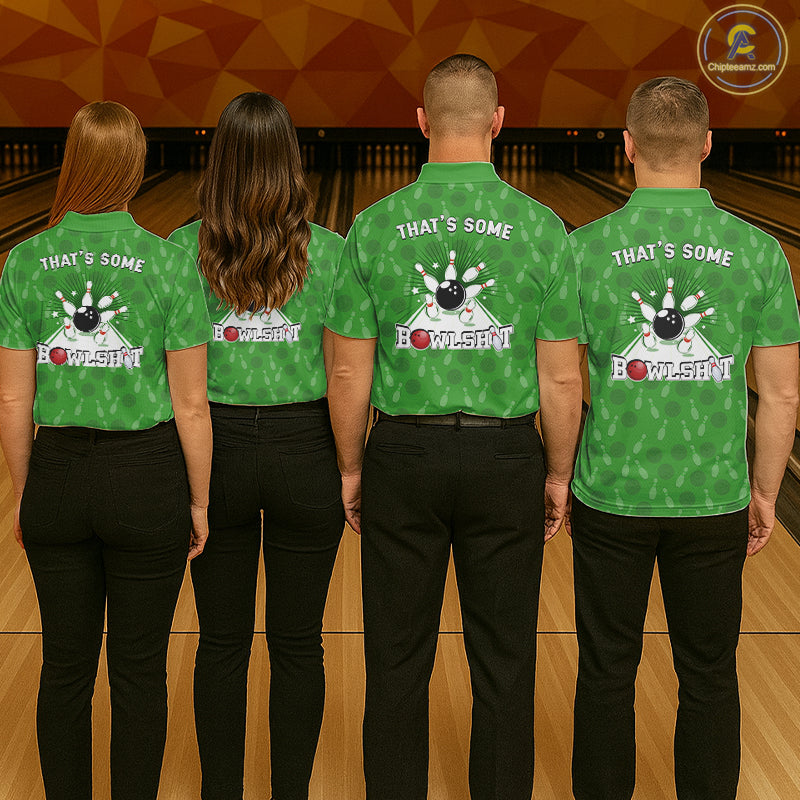 Custom Retro Bowling Team Shirts For Women That's some bowshit Funny Bowling Pattern Jerseys | Green NQS11511