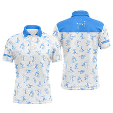 Load image into Gallery viewer, Men golf polo upf shirts custom name funny golf pattern, blue polo shirt golf outfit men NQS5517