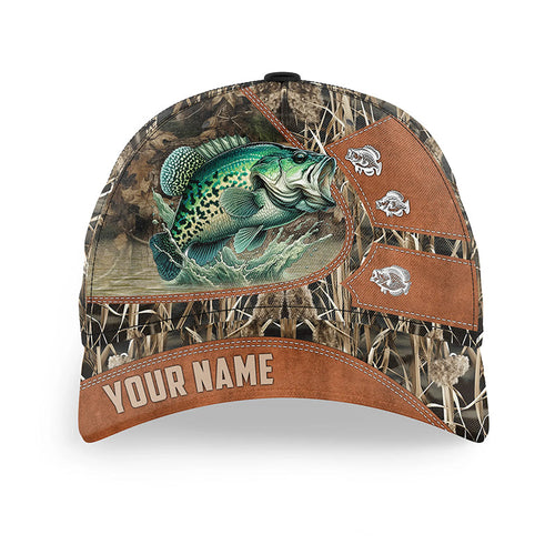 Crappie fishing camo hats for men, women custom name baseball Crappie fishing hat, gift for fisherman NQS7667