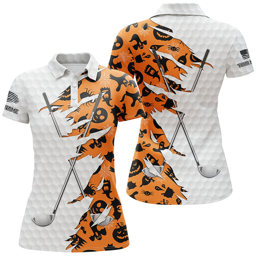 Halloween golf pattern white golf ball skin Womens golf polo shirts custom golf clubs outfit women NQS8086