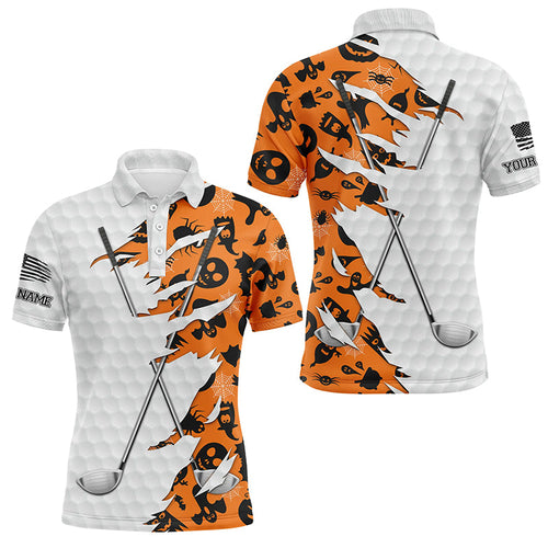 Orange Halloween golf pattern white golf ball skin Men golf polo shirts custom golf clubs outfit men NQS8086