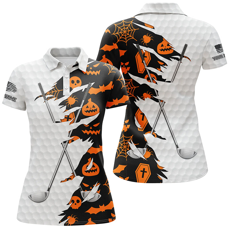 Halloween golf pattern white golf ball skin Womens golf polo shirts custom golf clubs outfit women NQS8088