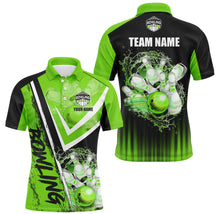 Load image into Gallery viewer, Black and Green Mens bowling Polo, Quarter zip shirts custom Team bowling jerseys bowling outfits NQS8093