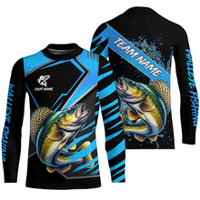 Load image into Gallery viewer, Black and Blue Walleye fishing custom fishing team jerseys, sport fishing shirts NQS8509