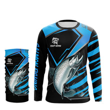 Load image into Gallery viewer, Black and Blue Chinook Salmon fishing custom fishing team jerseys, sport fishing shirts NQS8510