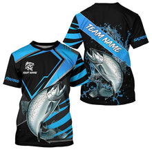 Load image into Gallery viewer, Black and Blue Chinook Salmon fishing custom fishing team jerseys, sport fishing shirts NQS8510