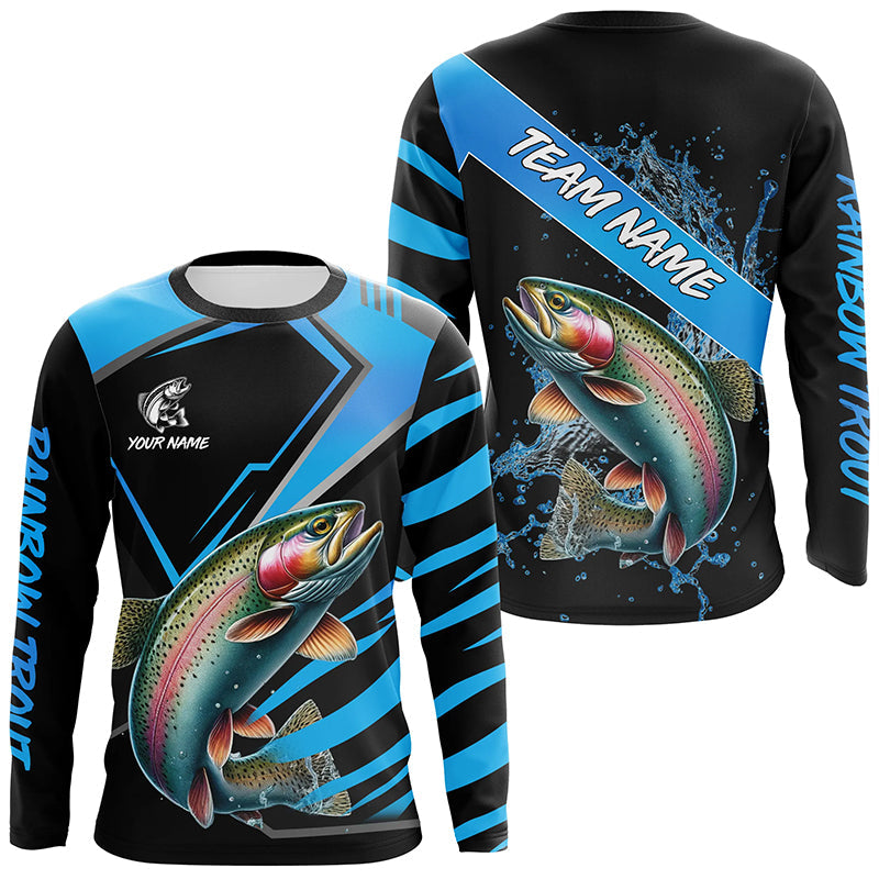 Black and Blue Rainbow Trout fishing custom fishing team jerseys, sport fishing shirts NQS8511