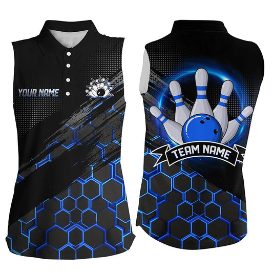 Bowling Jerseys For Women Custom Bowling sleeveless polo Shirt Team Bowlers, Bowling Apparel clothes NQS8513