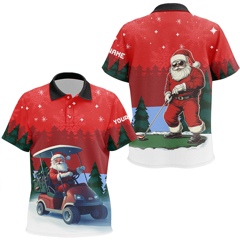 Funny Santa Golfer Kid golf polo shirts Custom Christmas golf tops for Kid golf attire NQS8759